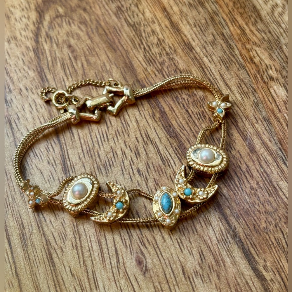 Gold and Turquoise slider Bracelet